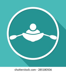 rowing icon on white circle with a long shadow