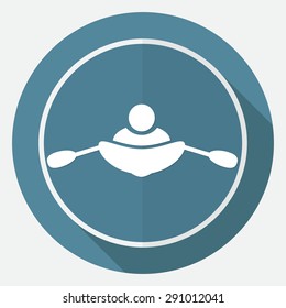 rowing icon on white circle with a long shadow