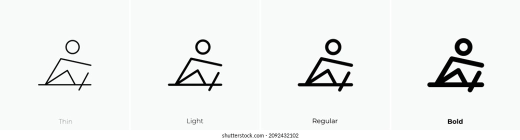 rowing icon. Thin, Light Regular And Bold style design isolated on white background