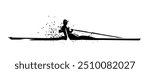 Rowing, isolated vector silhouette, ink drawing