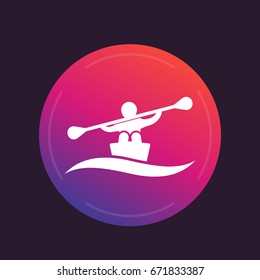 Rowing, kayak, canoe vector icon
