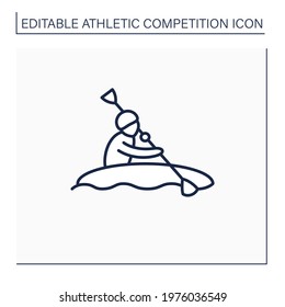 Rowing line icon. Racing boats using oars. Water sport. Athletic competition concept. Isolated vector illustration. Editable stroke