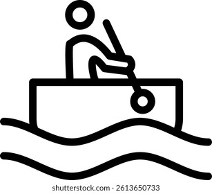 Rowing Line Vector Icon Design