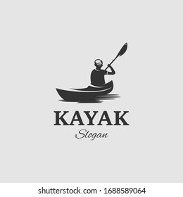 Rowing logo of the boat. Vector emblem of rowing crew with paddles. Rower silhouette