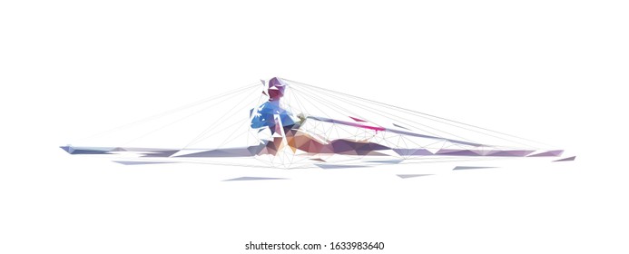 Rowing, Low Polygonal Vector Illustration. Geometric Water Sport