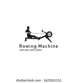 Rowing Machine Exercise Athlete Gym And Fitness Isolated Silhoutte