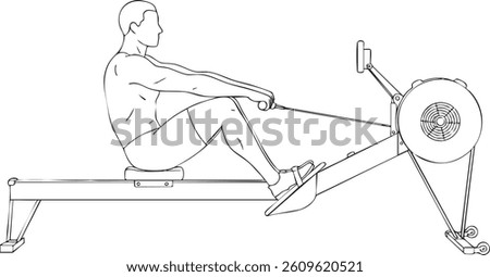 Rowing Machine Fitness Exercise Illustration
