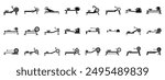 Rowing Machine icons set. Athletes training on rowing machine using oars icon set. Simple set of athletes training on rowing machine using oars vector icons for web design on white background