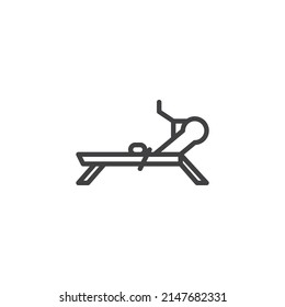 Rowing Machine line icon. linear style sign for mobile concept and web design. Seated Cable Row outline vector icon. Symbol, logo illustration. Vector graphics