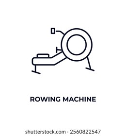 rowing machine outline icon. Linear vector from gym concept. Thin line rowing machine icon isolated on white background