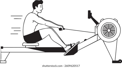 Rowing Machine Training Minimalist Illustration