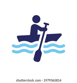 Rowing With Oars Small Boat Icon. Vector Illustration