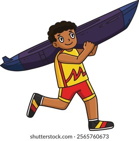 Rowing Oarsman Carrying Boat Competition Clipart