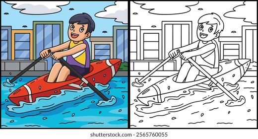 Rowing Oarsman in the Catch Position Illustration 