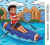 Rowing Oarsman in the Finish Position Colored 