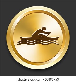 Rowing on Golden Internet Button Original Illustration