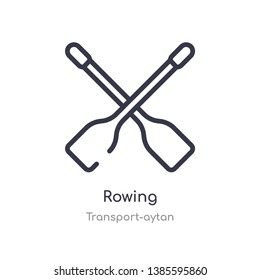 rowing outline icon. isolated line vector illustration from transport-aytan collection. editable thin stroke rowing icon on white background