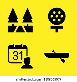 rowing, path, golf and calendar vector icon set. Sample icons set for web and graphic design