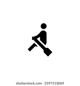 Rowing Person Icon Black Silhouette Vector