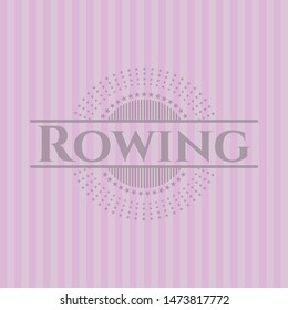 Rowing pink emblem. Retro. Vector Illustration. Detailed.