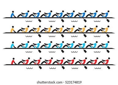 Rowing race eights.
Stylized drawing eights rowing race.Vector available.