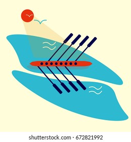 Rowing race or regatta illustration. Great as a template material for regatta, boat race or any other rowing event. Good also as a teamwork concept.