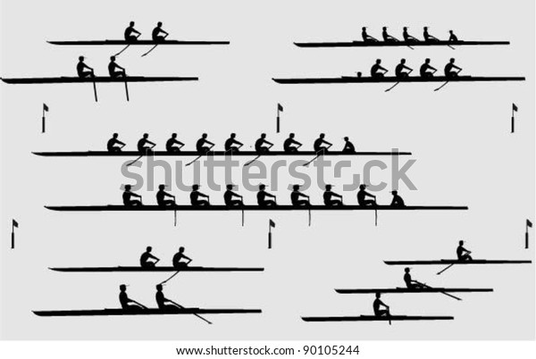 Rowing Silhouettes Stock Vector (Royalty Free) 90105244