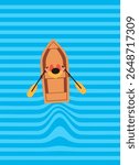 Rowing small boat vector illustration