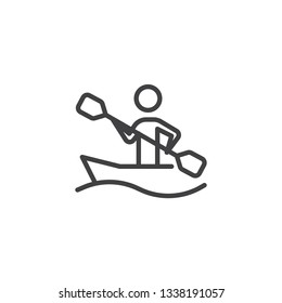 Rowing sport training line icon. linear style sign for mobile concept and web design. Canoe racing outline vector icon. Summer sports game symbol, logo illustration. Pixel perfect vector graphics