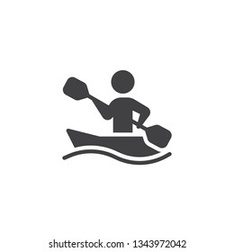 Rowing sport training vector icon. filled flat sign for mobile concept and web design. Canoe racing glyph icon. Summer sports game symbol, logo illustration. Pixel perfect vector graphics