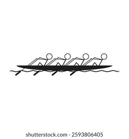 Rowing team icon. Paddling crew symbol. Sports activity vector. Synchrony and teamwork. EPS 10.