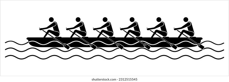 Rowing Team Icon, Water Sport Icon Vector Art Illustration