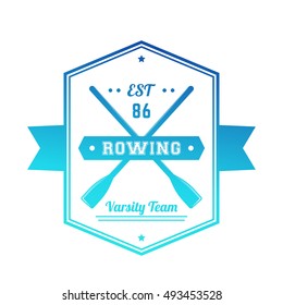 Rowing Team Logo, Badge, Emblem On White, Vector Illustration