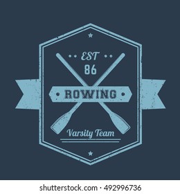 Rowing team vintage logo, badge, emblem