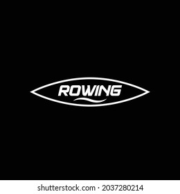 rowing typography with boat elements. simple and bold. can be used as a logo or icon.