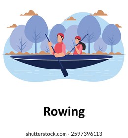 Rowing Vector illustration Vector Illustration Which can easily modify or edit

