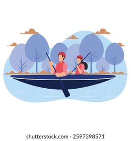 Rowing Vector illustration Vector Illustration Which can easily modify or edit

