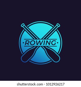 Rowing vector logo with oars, paddles