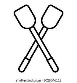Rowing Vector Outline Icon Isolated On White Background
