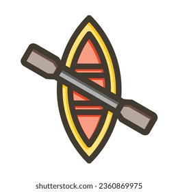 Rowing Vector Thick Line Filled Colors Icon For Personal And Commercial Use.
