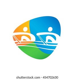 Rowing Web button isolated on white background. Athlete Sport Game Logo Competition Icon. Rio 2016 Olympic games in Brazil. summer Sport games symbols. vector illustration