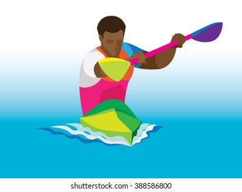 rowing. A young athlete is kayaking in competitions
