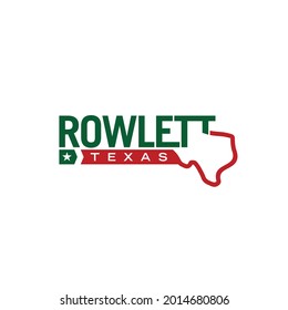 Rowlett City Template Logo Design. Texas Map Vector Illustration.