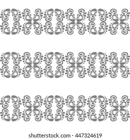 Rows of abstract forms. Grey ornament on a white background.