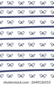 Rows of bows arranged in a seamless pattern with clean lines and uniform spacing. The repeating motif creates a rhythmic visual effect. Cartoon vector illustration.