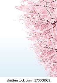 Rows of cherry blossom trees.File contains Clipping mask, Gradients.