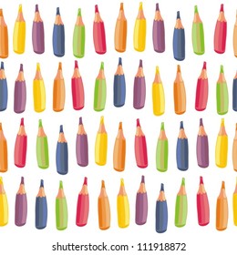 rows of colorful crayons education seamless pattern on white background