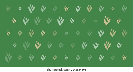 Rows of Colorful Leaves, Plants - Vintage Style Texture, Pattern Background, Design Element, Template in Editable Vector Format