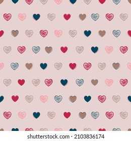 Filas de Corazones de Color Cuto y Rodeados
