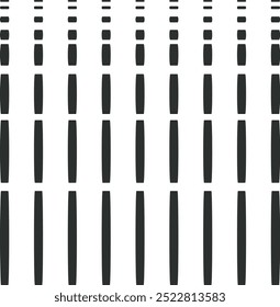 The rows of dots turn into long stripes towards the bottom of the canvas.